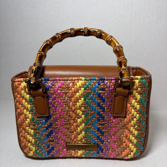 Kurt Geiger Kensington Tan and Pastel Woven Multi Colored Mini Bag *no Strap - Picture 3 of 6